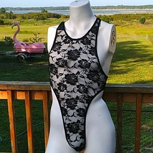 Mens lace body thong